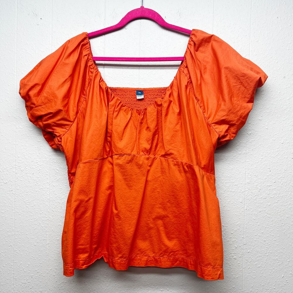 Old Navy Smocked Babydoll Puff Sleeve Top Womens XXL Cottage Boho Casual Party